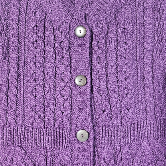 Kilronan Knitwear Purple Merino Wool Cardigan Sweater Size M - Picture 3 of 9
